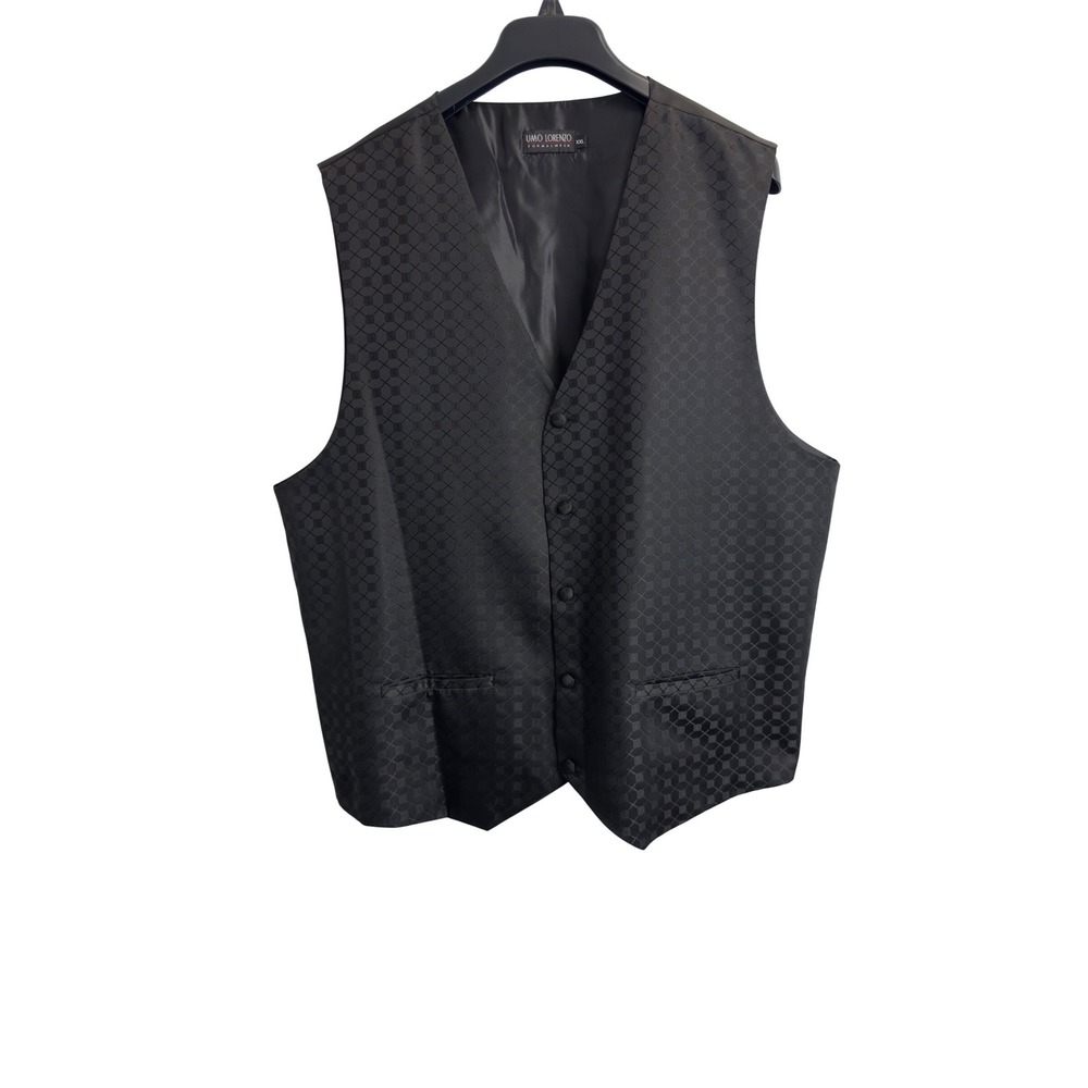 Umo Lorenzo Mens Formalwear Vest Black Geometric Pattern Waistcoat XXL‎